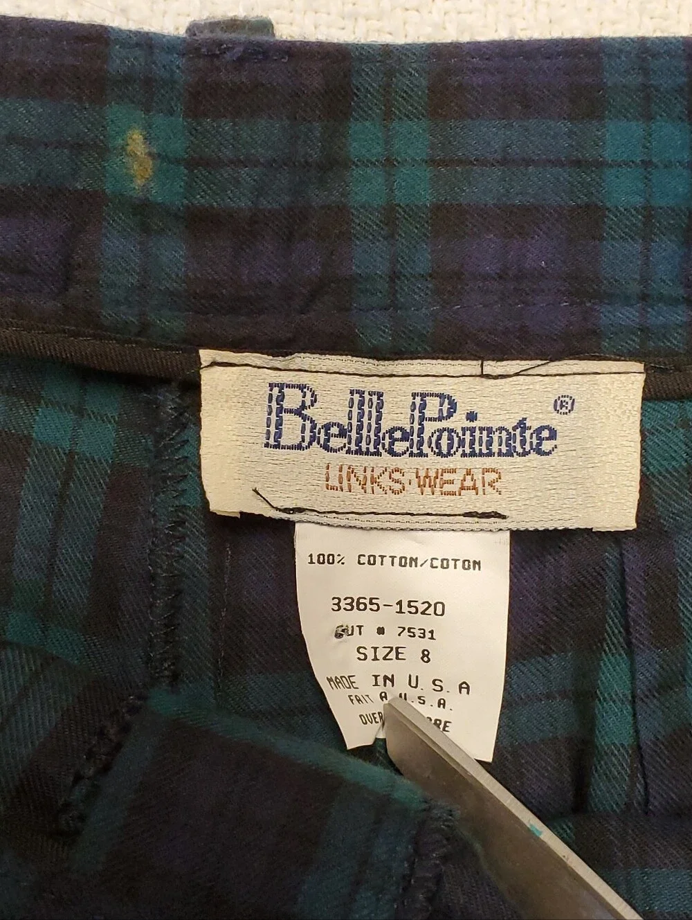 BellePointe Links Wear Plaid Golf Shorts Sz 8 High Waist Pleated USA Made